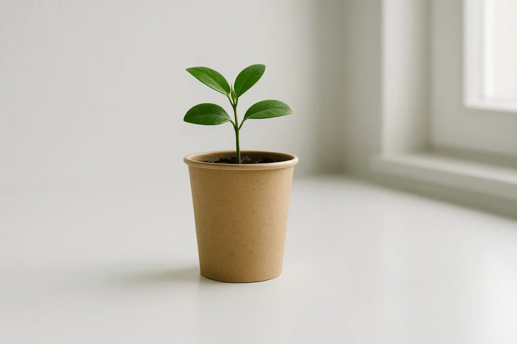 recycled coffee cup planter indoor