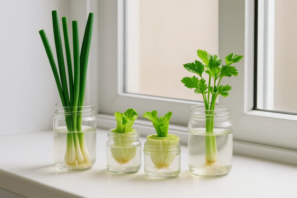 regrow vegetables in water indoor zero waste
