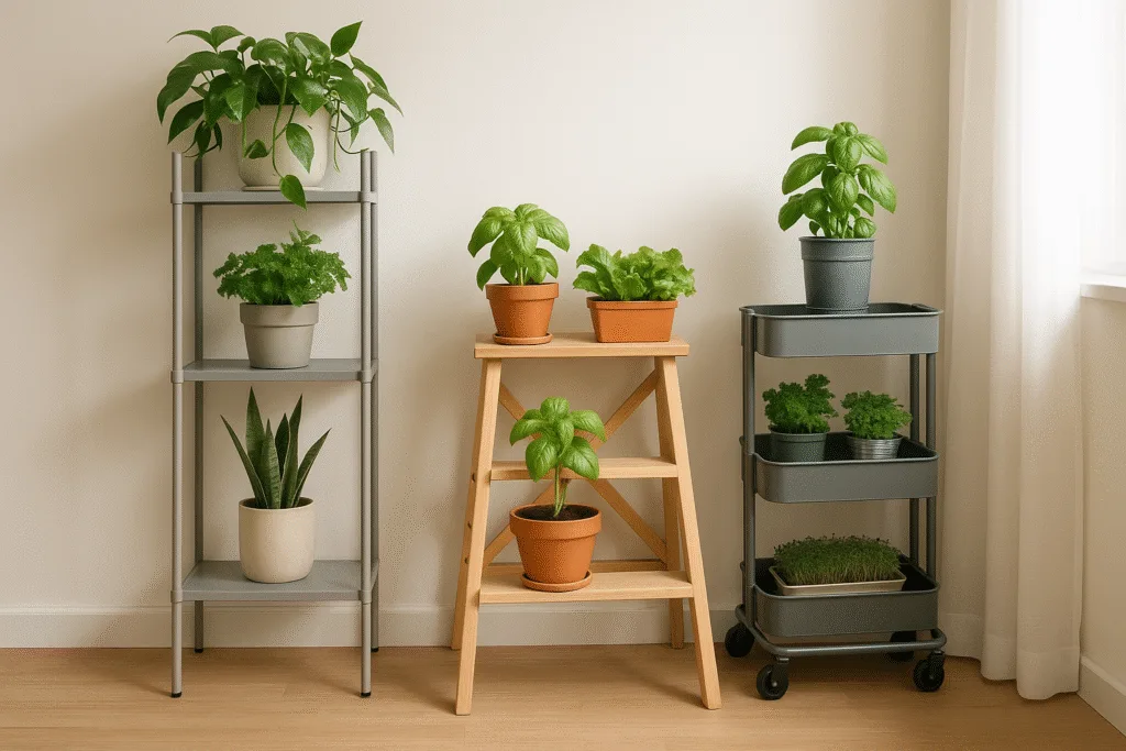 indoor garden no wall setup inside rental home